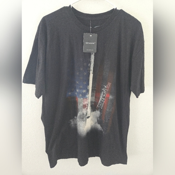 NWT SPACE X ROCKET LAUNCH BLACK T SHIRT Mens Size XL Elon Musk - Picture 1 of 7